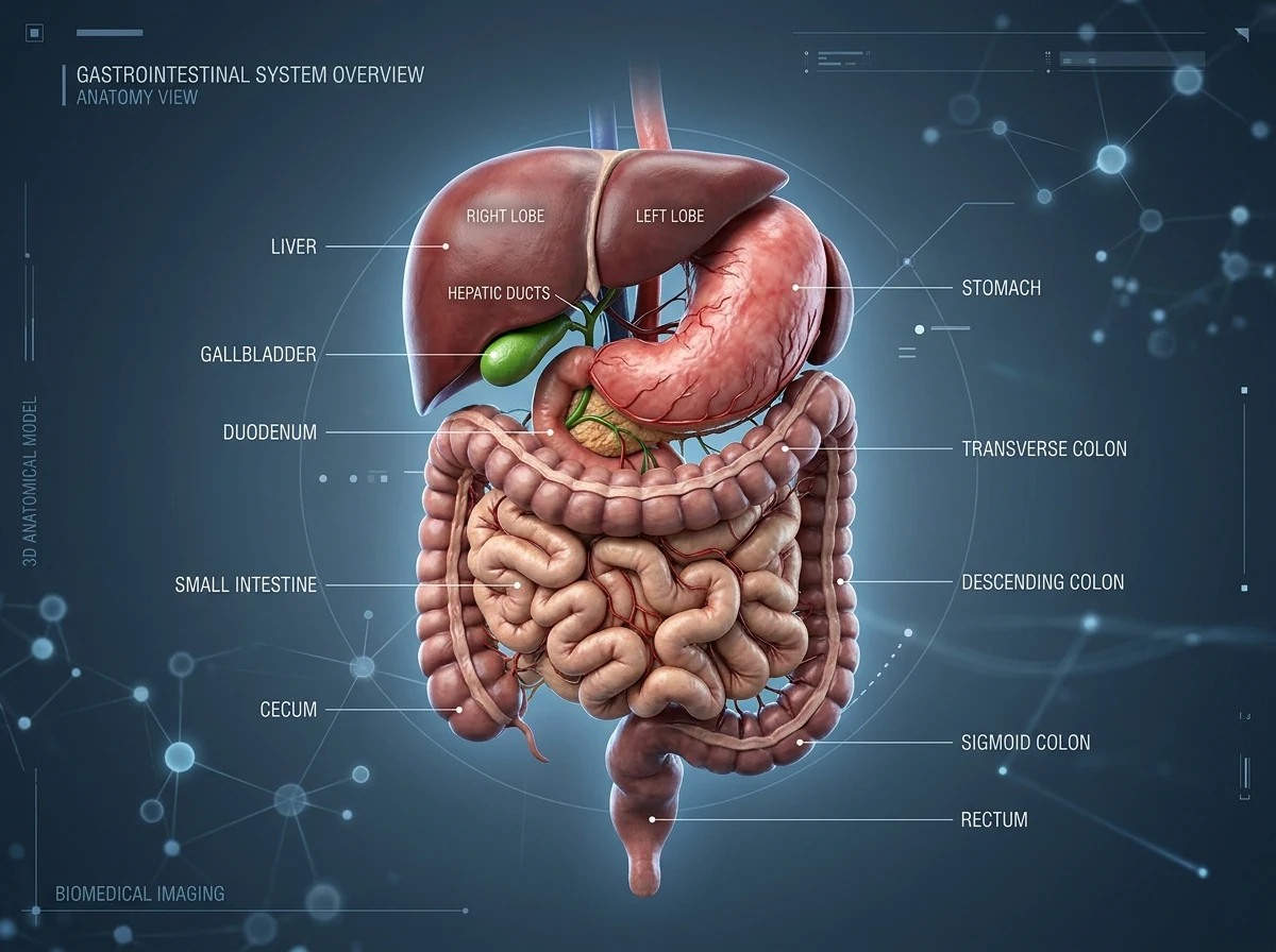Comprehensive GI care human digestive system visualization